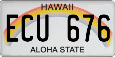 HI license plate ECU676