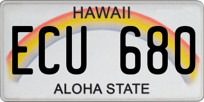 HI license plate ECU680