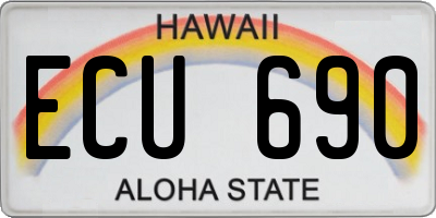 HI license plate ECU690