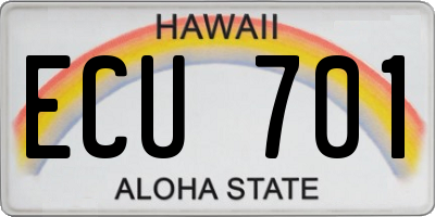 HI license plate ECU701