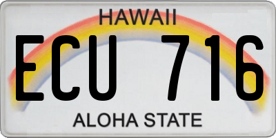 HI license plate ECU716