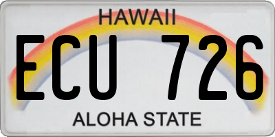 HI license plate ECU726