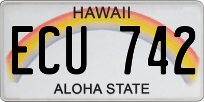 HI license plate ECU742