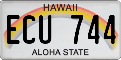 HI license plate ECU744
