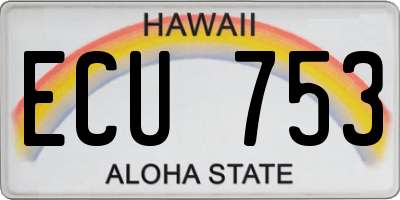 HI license plate ECU753