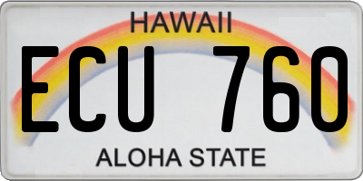 HI license plate ECU760