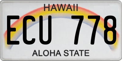 HI license plate ECU778