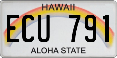 HI license plate ECU791