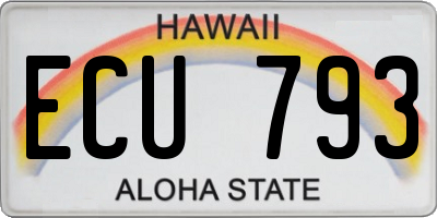 HI license plate ECU793