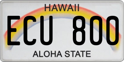 HI license plate ECU800