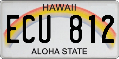 HI license plate ECU812