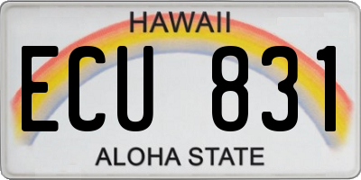 HI license plate ECU831
