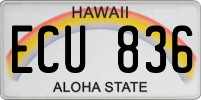 HI license plate ECU836