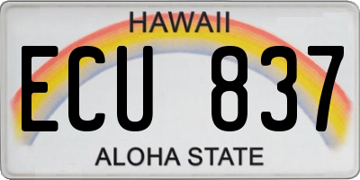 HI license plate ECU837