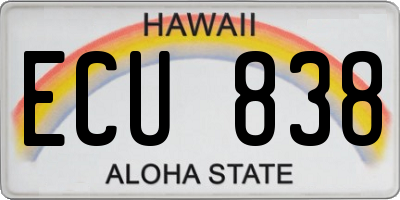 HI license plate ECU838