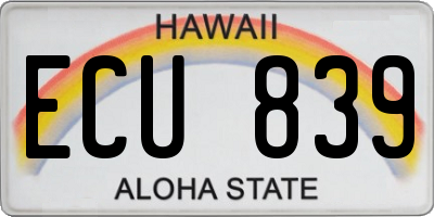 HI license plate ECU839