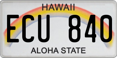 HI license plate ECU840