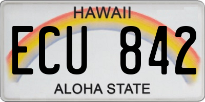 HI license plate ECU842
