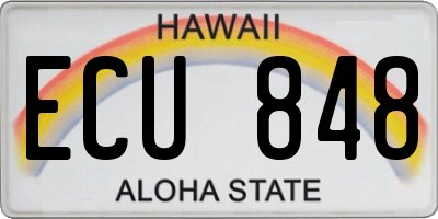 HI license plate ECU848