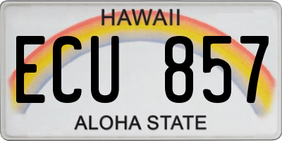 HI license plate ECU857