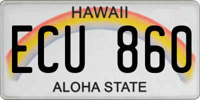 HI license plate ECU860