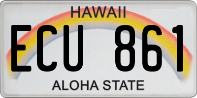 HI license plate ECU861