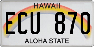 HI license plate ECU870