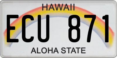 HI license plate ECU871