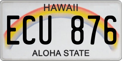 HI license plate ECU876
