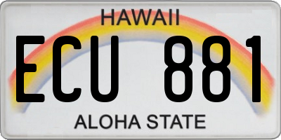 HI license plate ECU881
