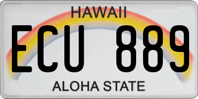 HI license plate ECU889