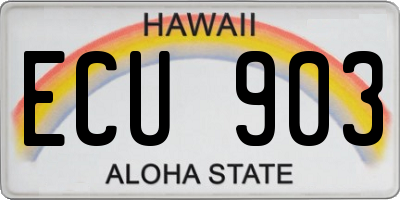 HI license plate ECU903