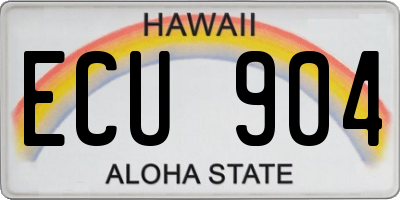 HI license plate ECU904