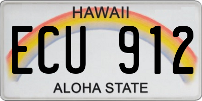 HI license plate ECU912