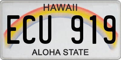 HI license plate ECU919