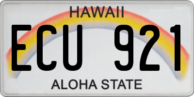 HI license plate ECU921