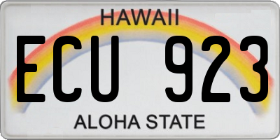 HI license plate ECU923