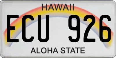 HI license plate ECU926