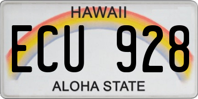 HI license plate ECU928