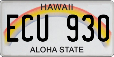 HI license plate ECU930