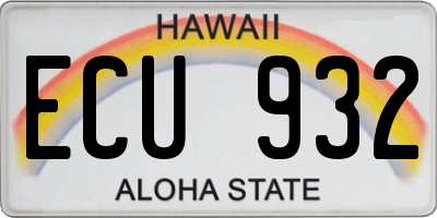 HI license plate ECU932