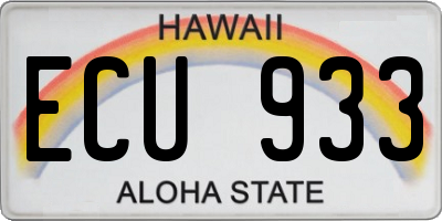 HI license plate ECU933
