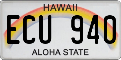 HI license plate ECU940