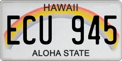 HI license plate ECU945