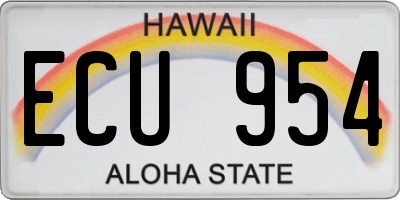 HI license plate ECU954