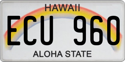 HI license plate ECU960