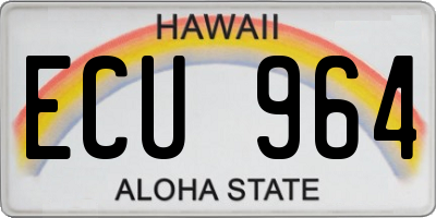 HI license plate ECU964