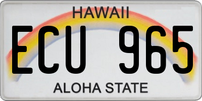 HI license plate ECU965