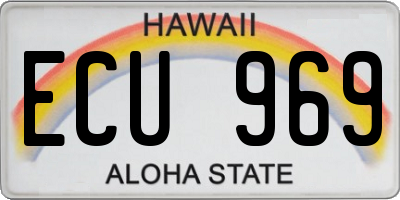 HI license plate ECU969