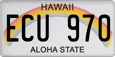 HI license plate ECU970